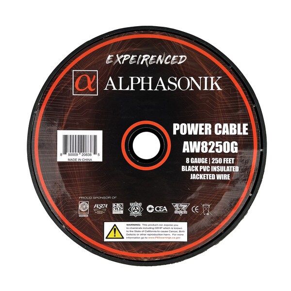 Main product image for Alphasonik AW8250G 8 Gauge Ground Wire Roll 250 ft Black268-720